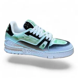 LOUIS VUITTON lv trainer sneaker green and white