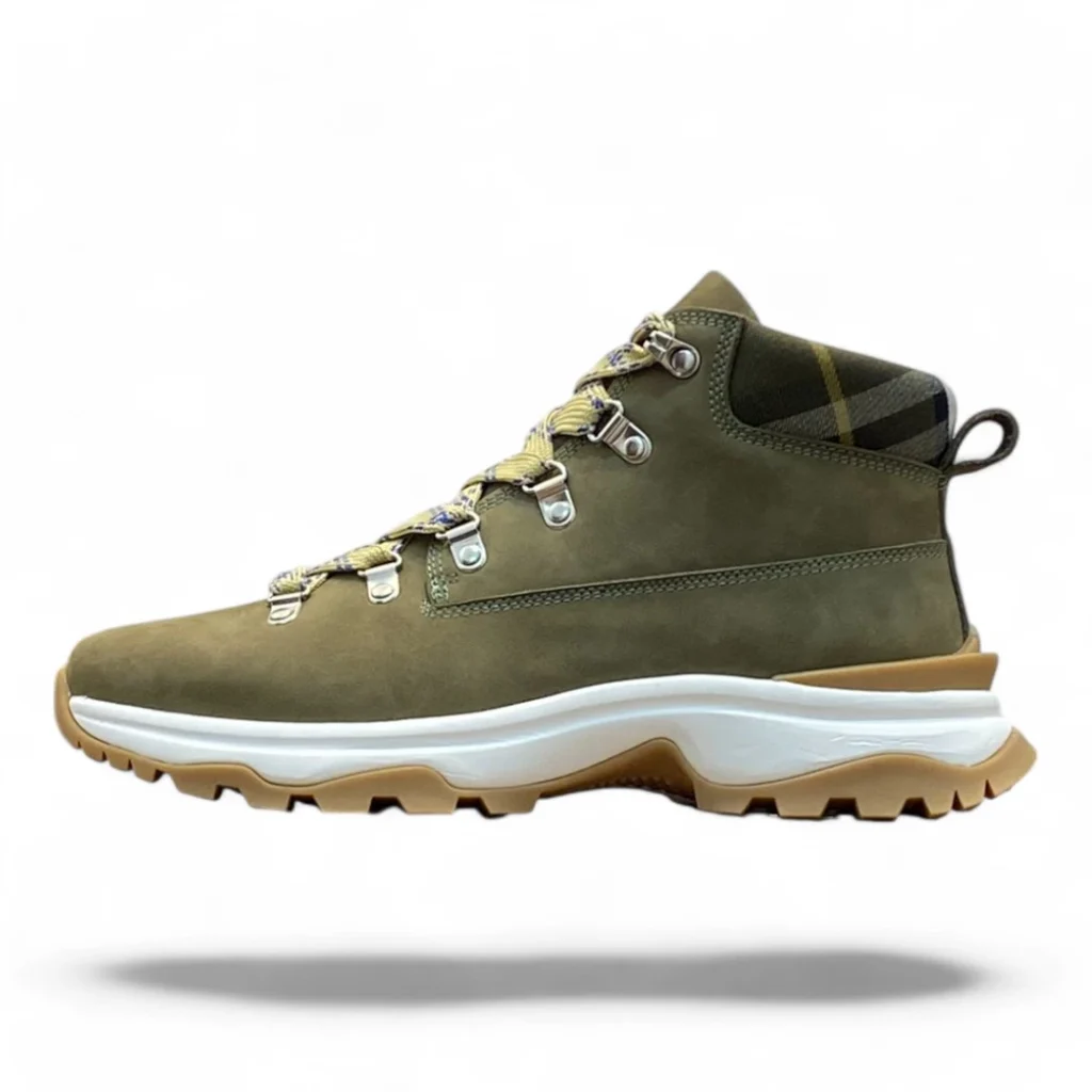 BURBERRY leather hiking boot olive green