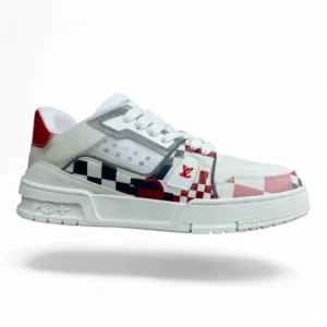 LOUIS VUITTON trainer patchwork red and white