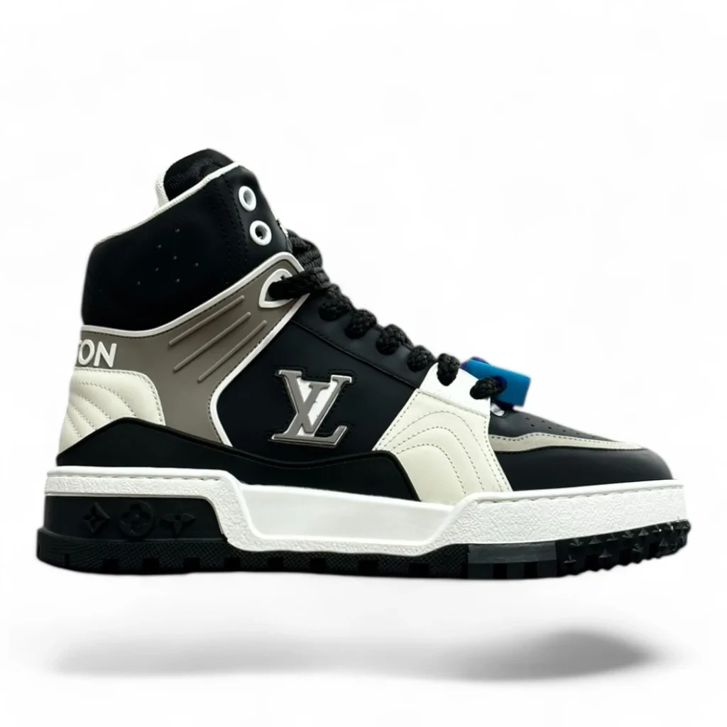 LOUIS VUITTON trainer boot black, grey, and white