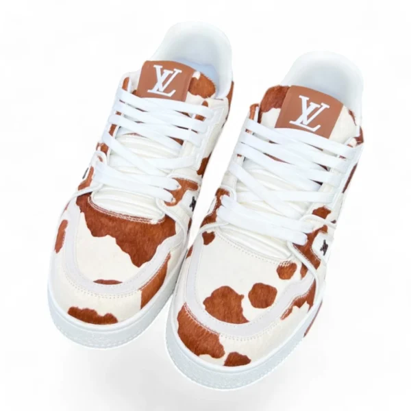 LOUIS VUITTON trainer cowhide brown and white