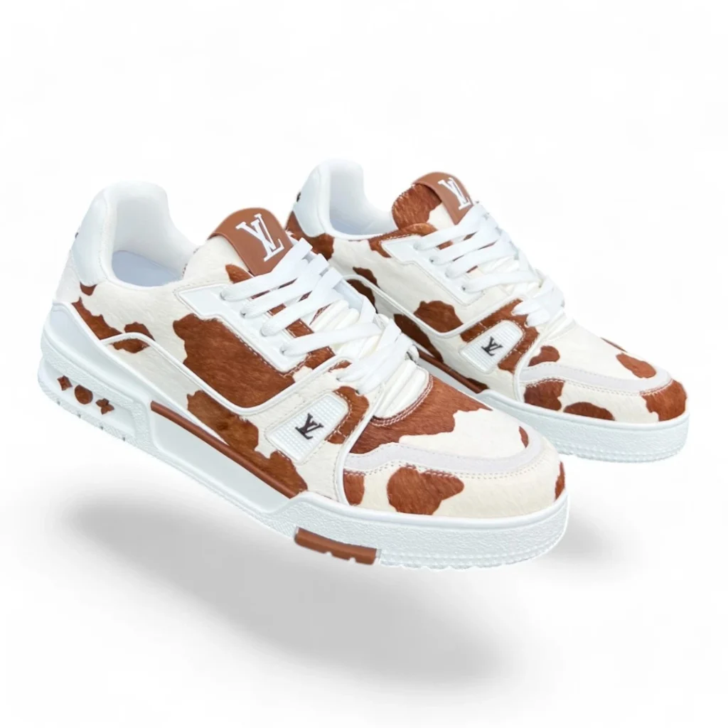 LOUIS VUITTON trainer cowhide brown and white
