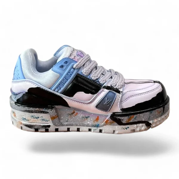 LOUIS VUITTON trainer sneaker pastel blue and black