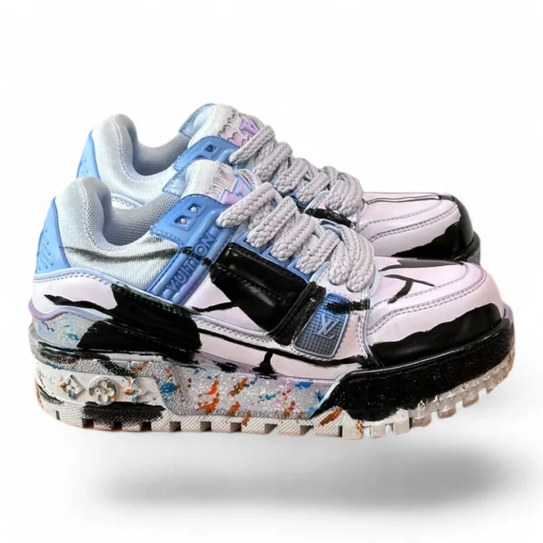 LOUIS VUITTON trainer sneaker pastel blue and black