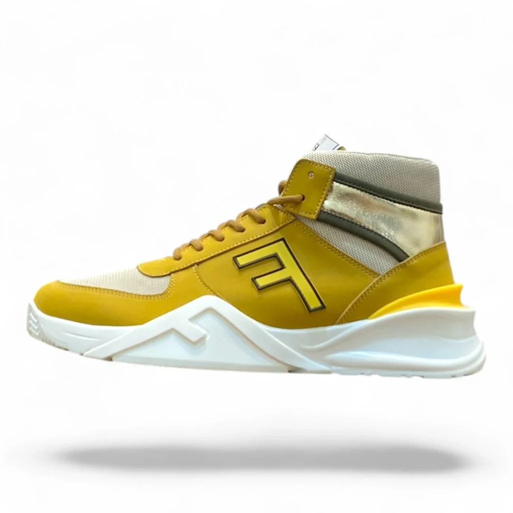 FENDI match high-top sneaker yellow and white