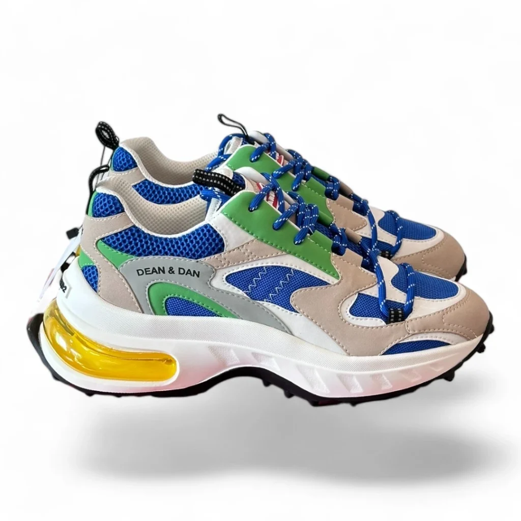 DSQUARED2 bubble sneaker green, blue, and beige