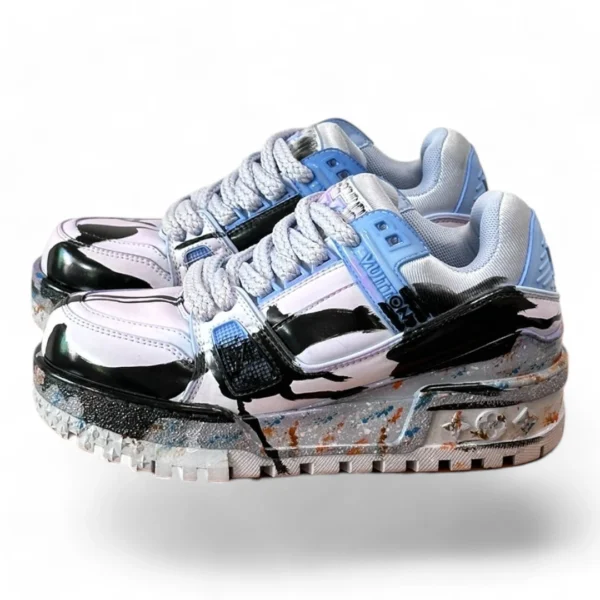 LOUIS VUITTON trainer sneaker pastel blue and black