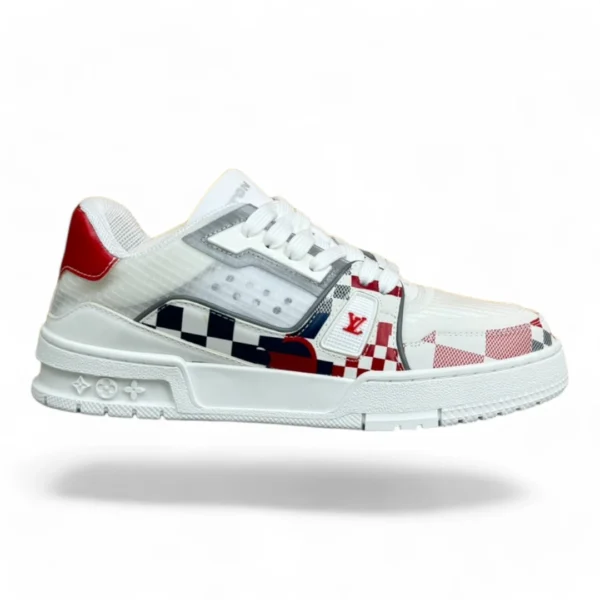 LOUIS VUITTON trainer patchwork red and white