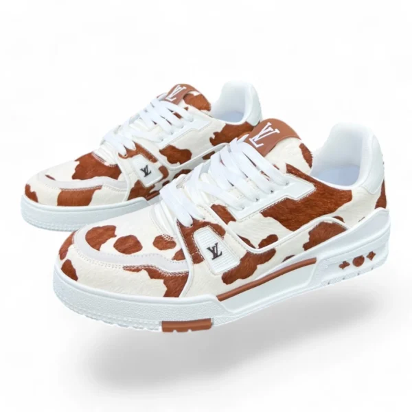LOUIS VUITTON trainer cowhide brown and white