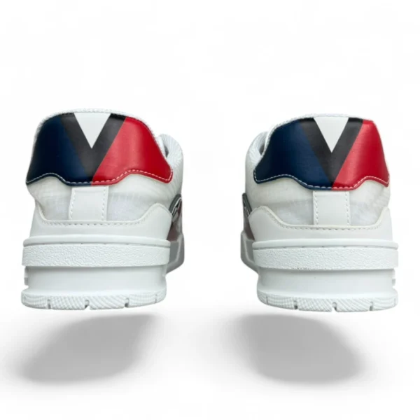 LOUIS VUITTON trainer patchwork red and white