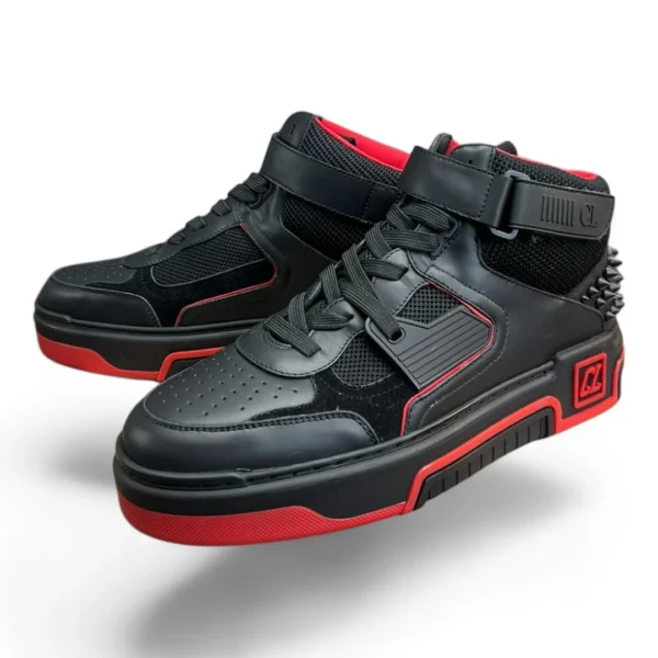 CHRISTIAN LOUBOUTIN lou spikes 2 high-top black and red