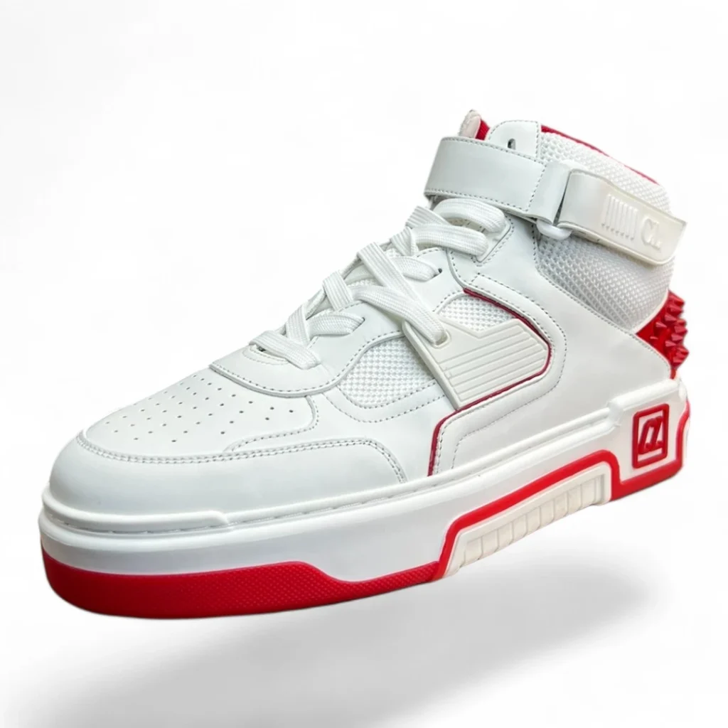 CHRISTIAN LOUBOUTIN lou spikes 2 high-top white and red