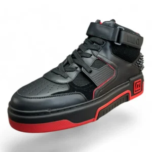 CHRISTIAN LOUBOUTIN lou spikes 2 high-top black and red