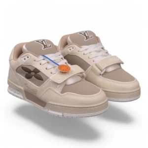 LOUIS VUITTON lv trainer flower taupe and beige