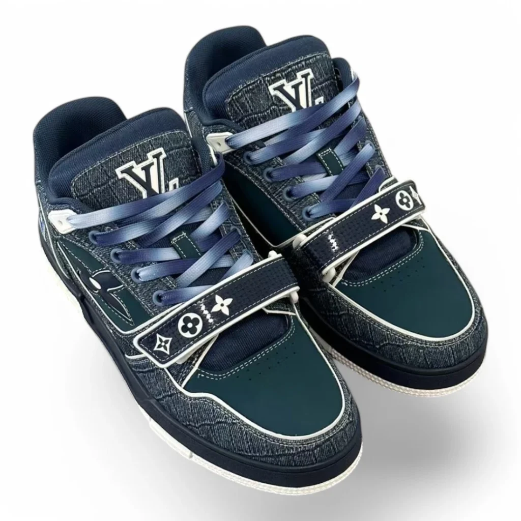 LOUIS VUITTON lv trainer green and denim