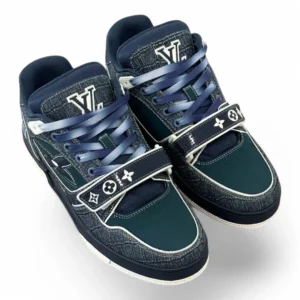 LOUIS VUITTON lv trainer green and denim