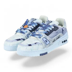 LOUIS VUITTON lv trainer denim blue and white