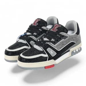 LOUIS VUITTON lv trainer strass black and silver