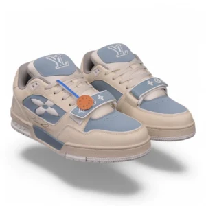 LOUIS VUITTON lv trainer flower blue and beige