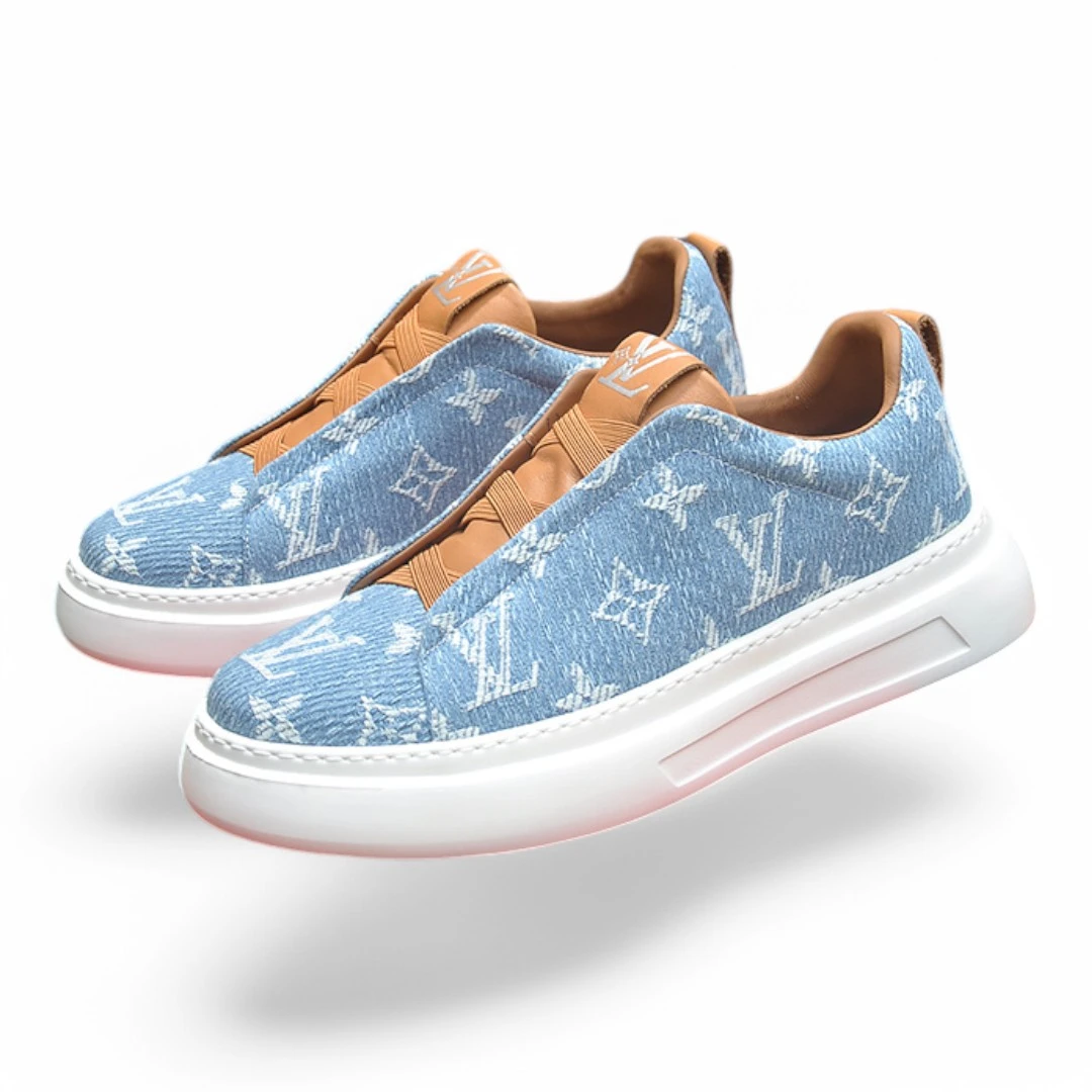 LOUIS VUITTON lv slip-on blue and monogram