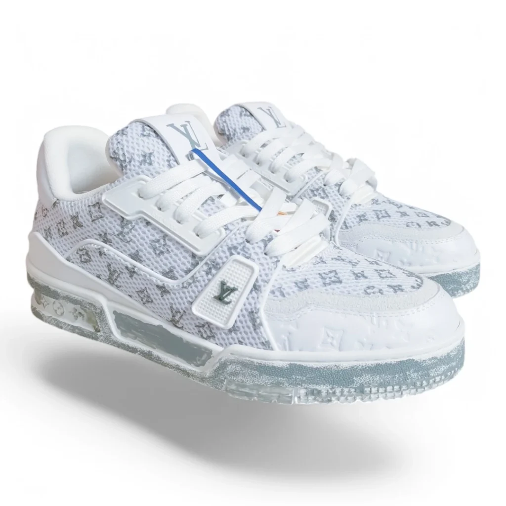 LOUIS VUITTON lv trainer white and silver