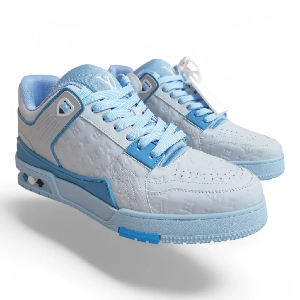 LOUIS VUITTON lv trainer light blue and grey
