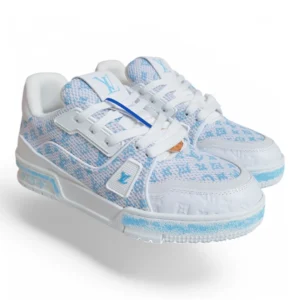 LOUIS VUITTON lv trainer white and light blue
