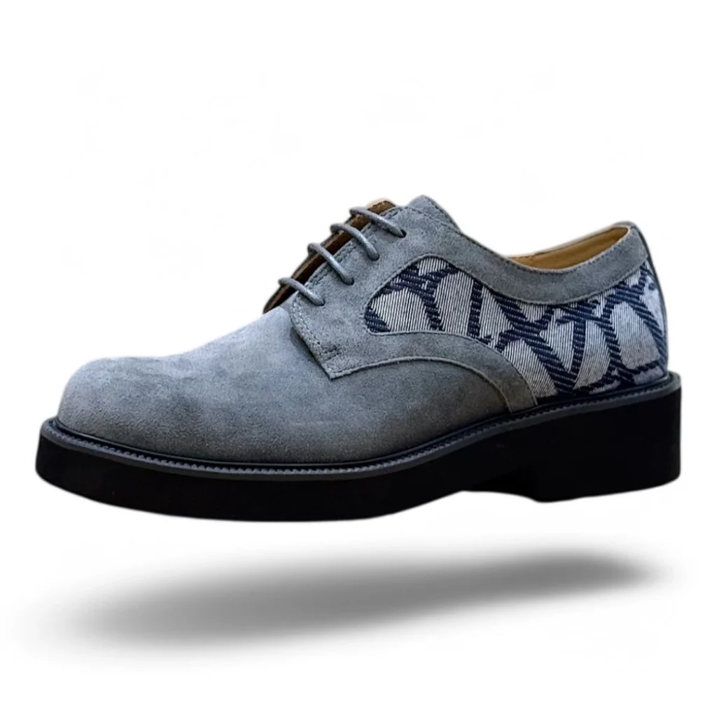 VALENTINO garavani vltn suede derby grey and blue