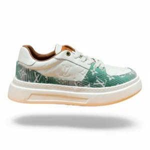 LOUIS VUITTON lv trainer monogram denim green and white