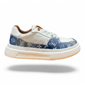 LOUIS VUITTON lv trainer monogram denim blue and white