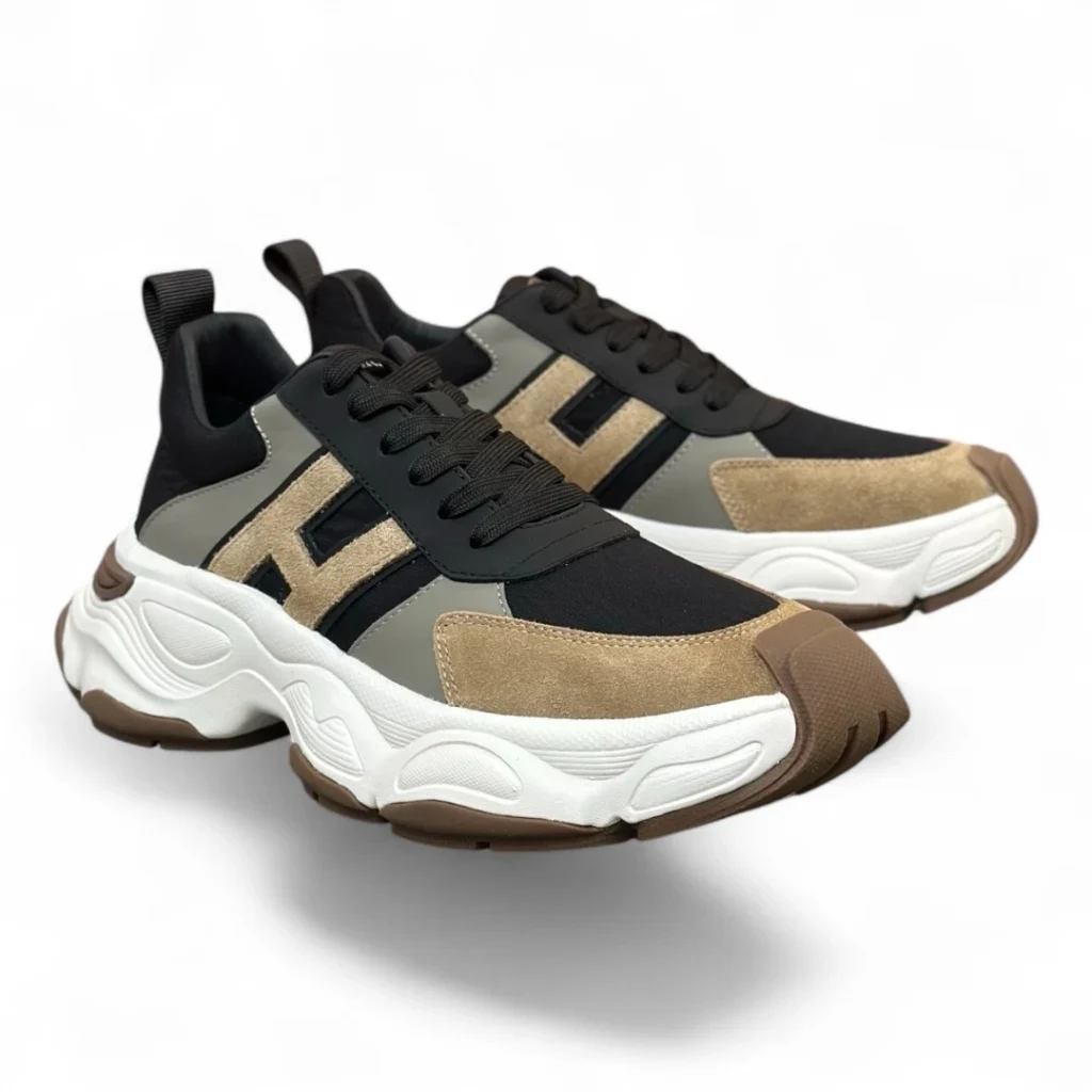 HERMÈS bounce sneaker black and taupe