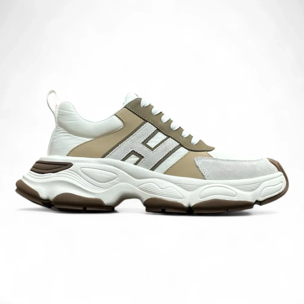 HERMÈS bounce sneaker white and taupe
