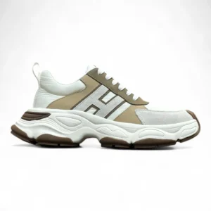 HERMÈS bounce sneaker white and taupe
