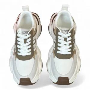 HERMÈS bounce sneaker white and taupe