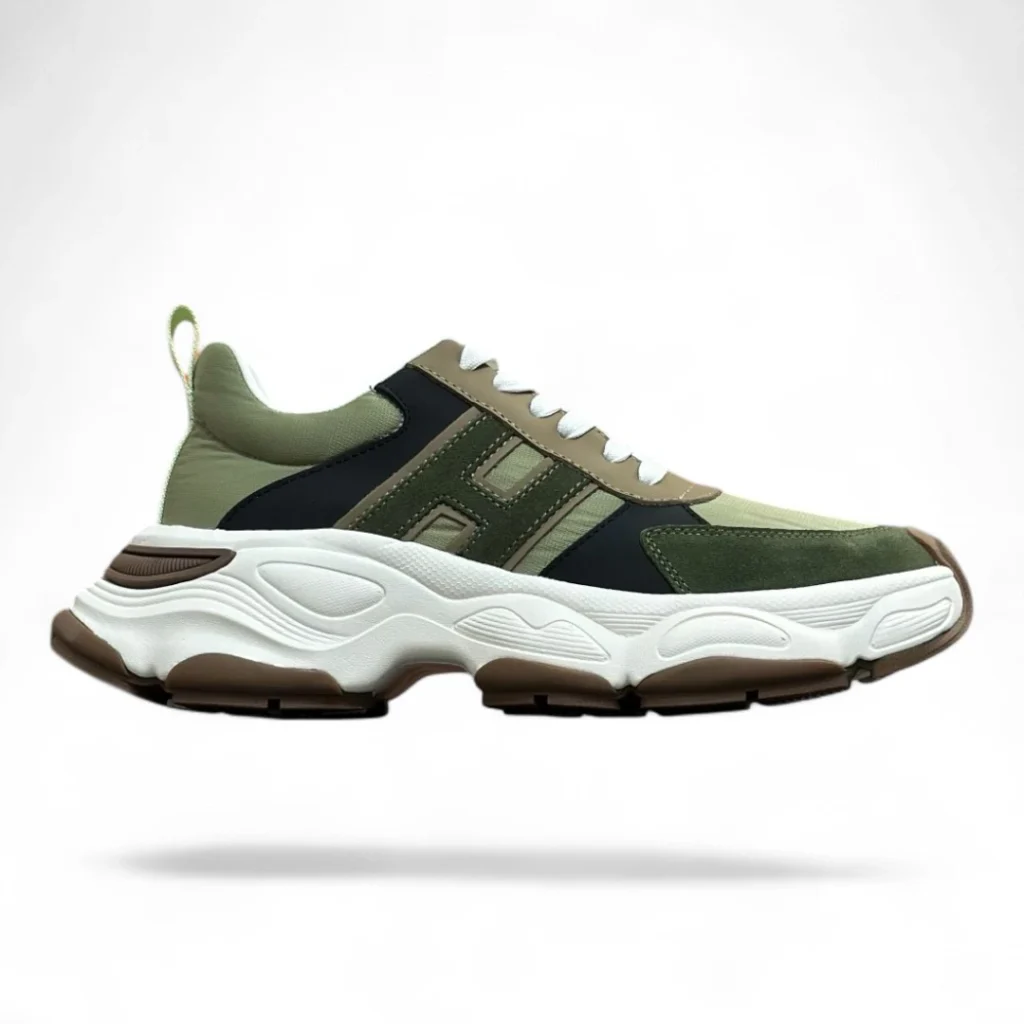 HERMÈS bounce sneaker olive green and black