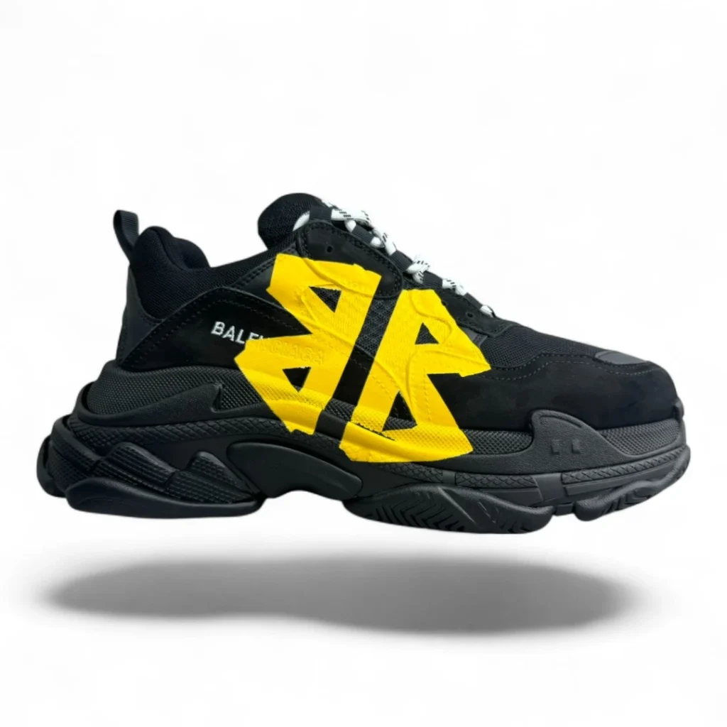 BALENCIAGA Triple S Tape Type Sneaker black and yellow