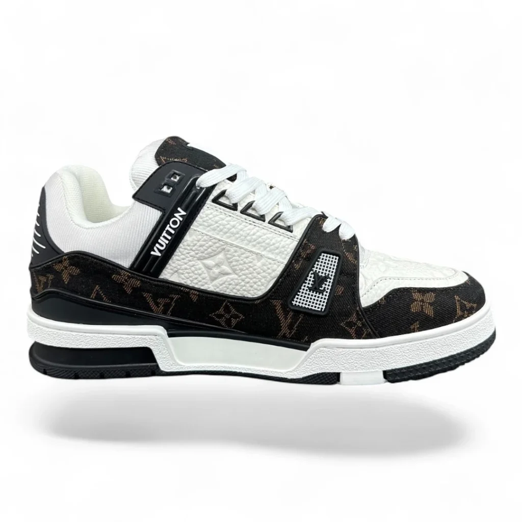 LOUIS VUITTON trainer sneaker white and brown monogram