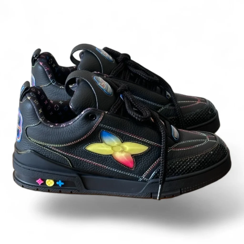 LOUIS VUITTON trainer sneaker black multicolor monogram