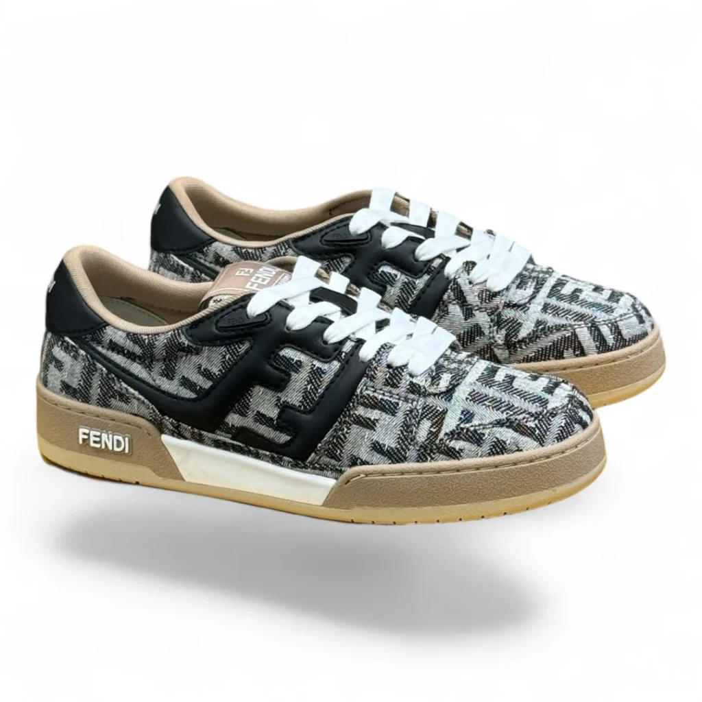 FENDI flow fabric sneakers black and gray FF logo