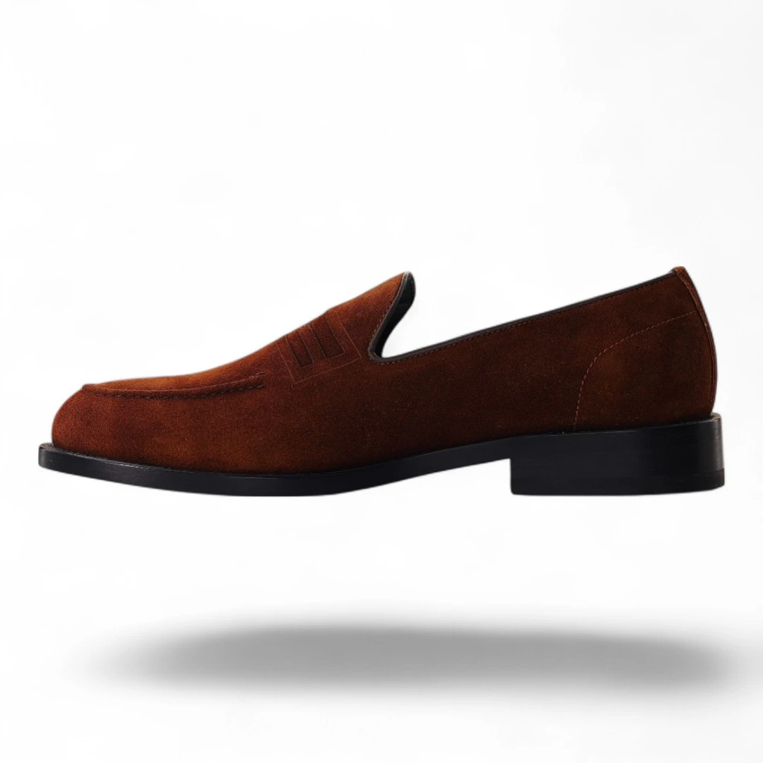 FENDI frame suede loafers dark brown