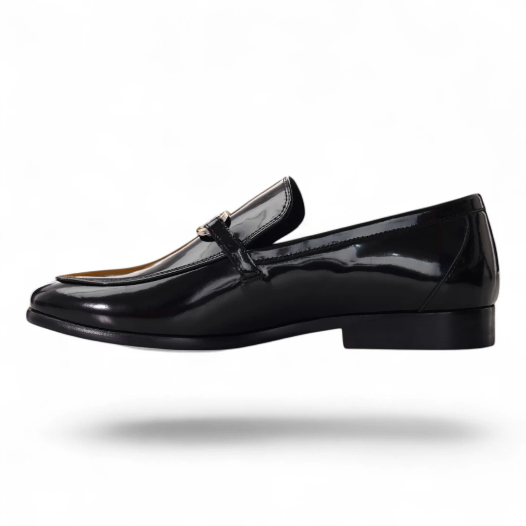 FENDI frame patent leather loafers 7 black