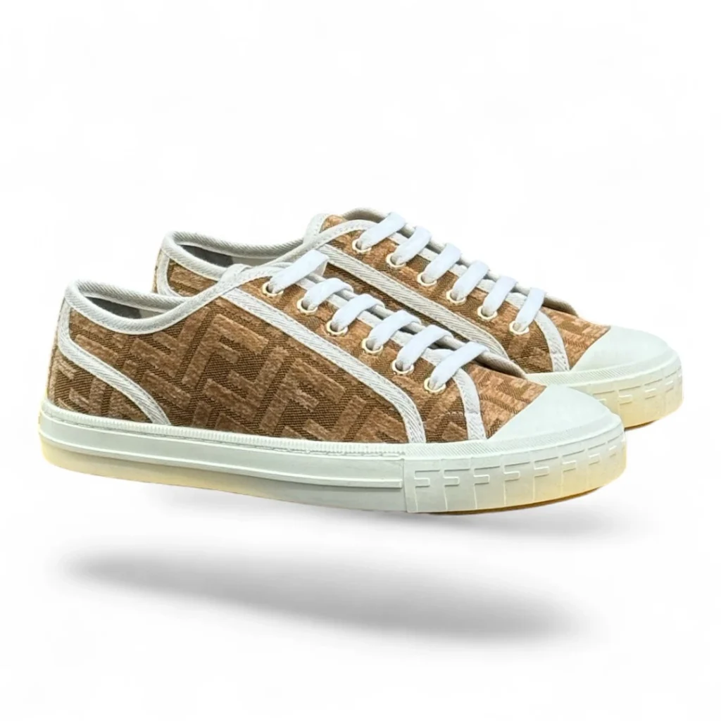 FENDI flow fabric sneakers brown