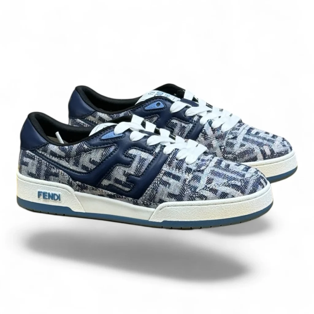FENDI flow fabric sneakers navy and gray FF logo