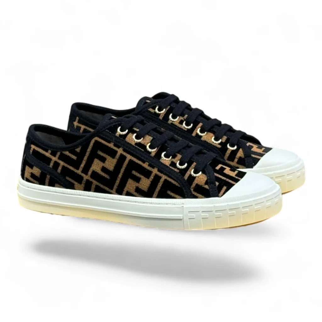 FENDI flow fabric sneakers black and brown
