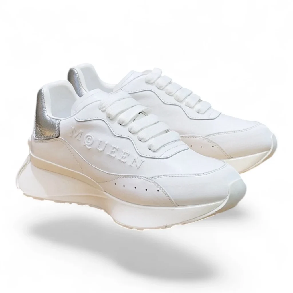 ALEXANDER MCQUEEN sprint runner silver and white