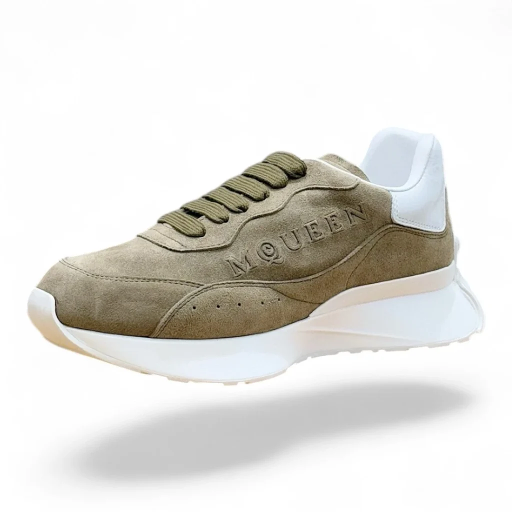 ALEXANDER MCQUEEN sprint runner khaki and white