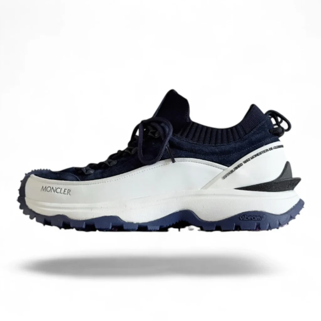 MONCLER trailgrip lite3 nubuck and suede trainers black and white
