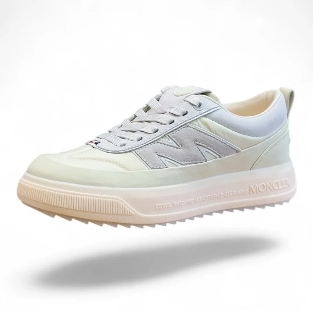 MONCLER altive nubuck and suede trainers light beige