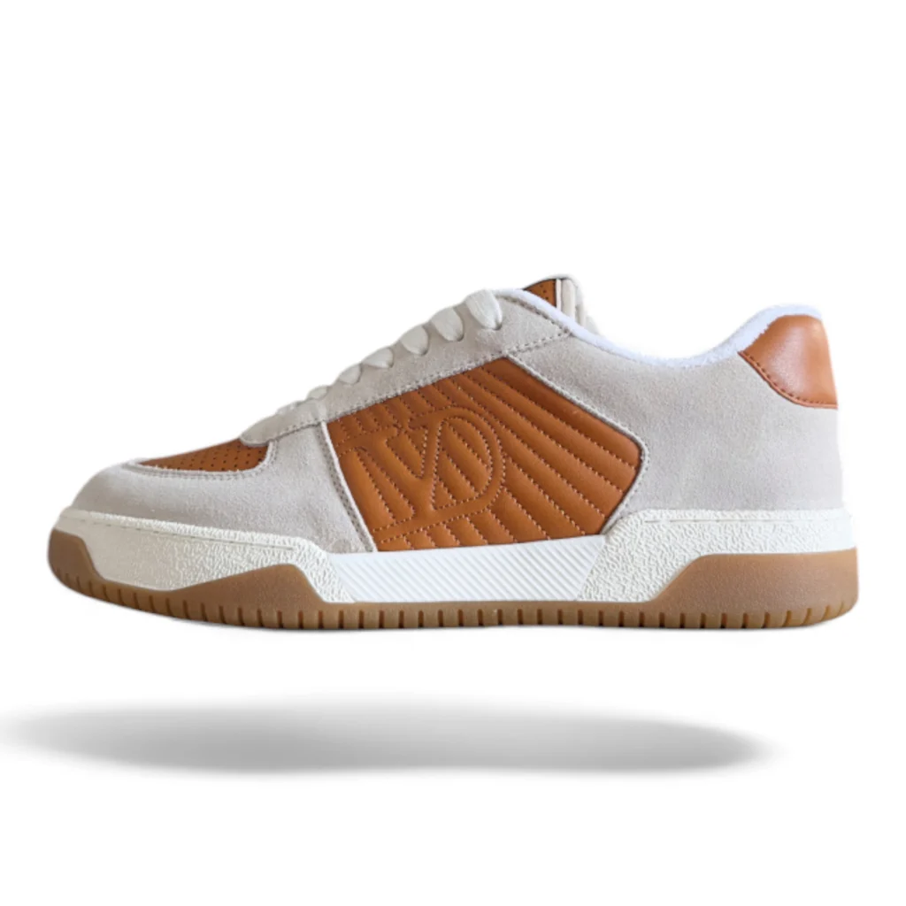 VALENTINO GARAVANI vlogo signature leather sneakers beige and orange