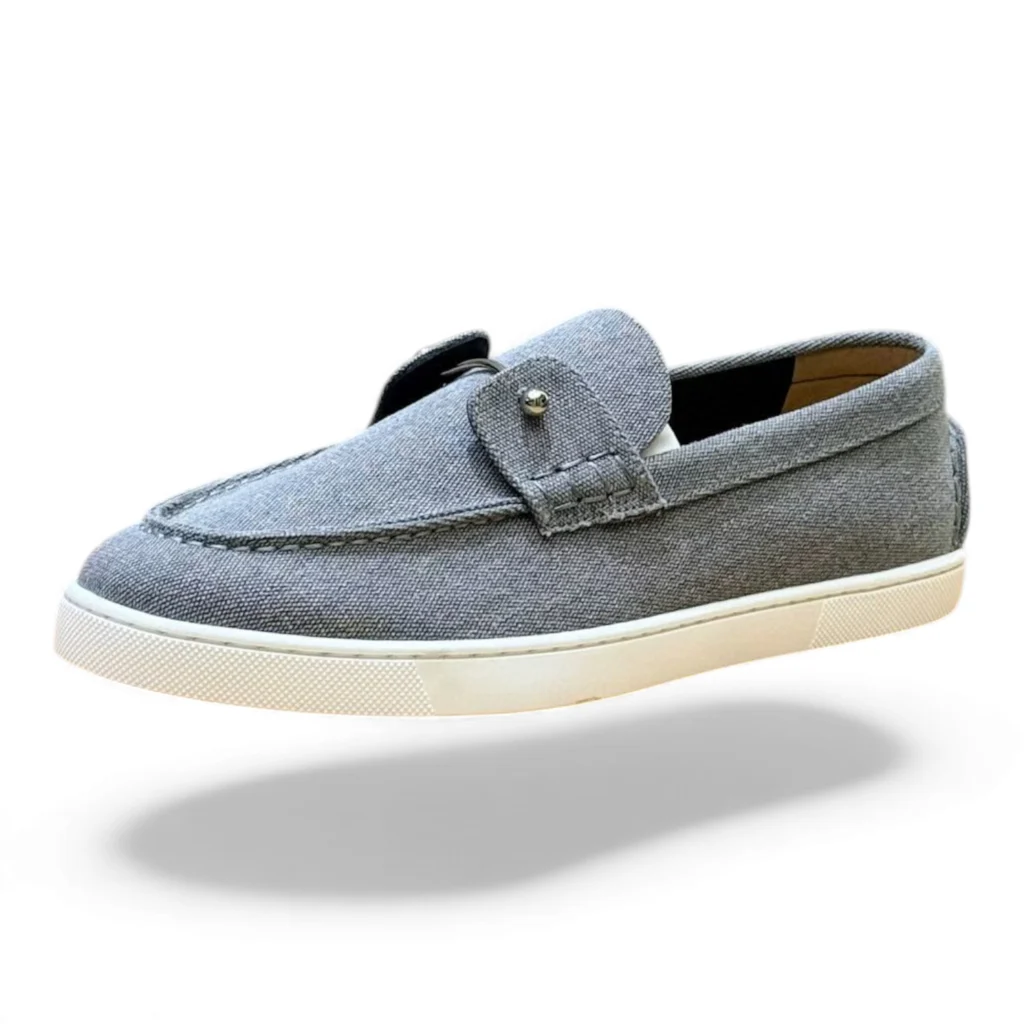 CHRISTIAN LOUBOUTIN chambeliboat boat shoe reversed calf leather gray